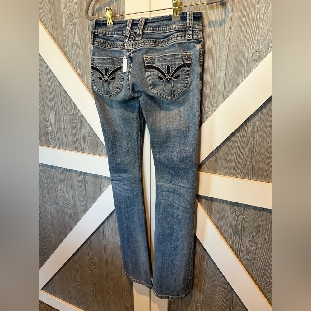 Stetson Women's Boot Cut Jeans - Faded Blue Denim with Black Stitching